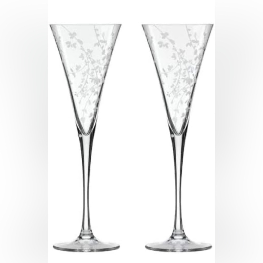 Lenox Kate Spade Gardner Street Platinum Crystal Champagne Toasting Flutes
